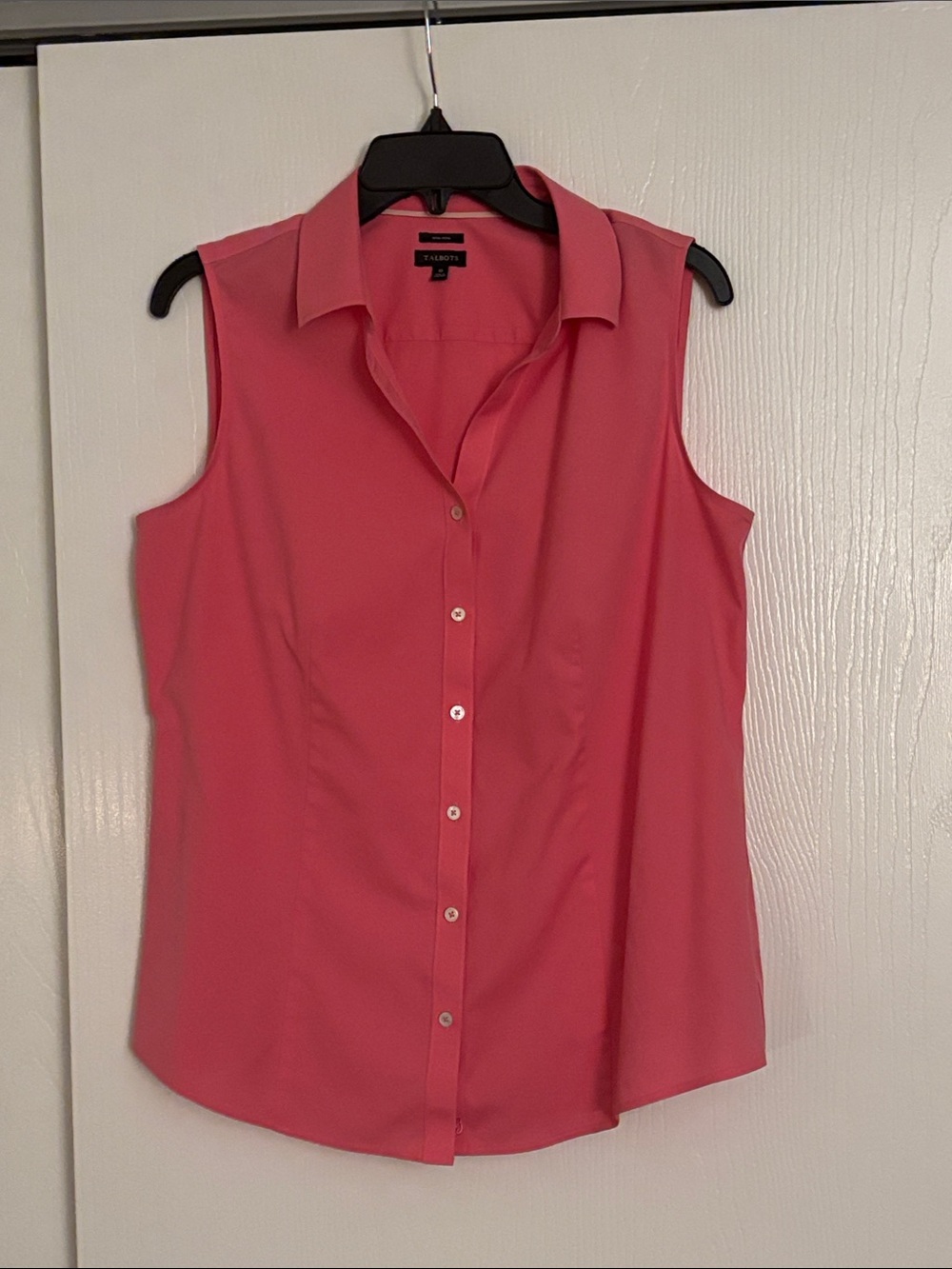Talbots Coral-Pink Sleeveless Button-Down Blouse